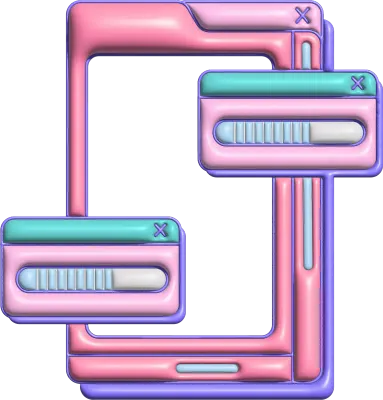 3D Retrowave Window UI Computer Frame Pastel Colors