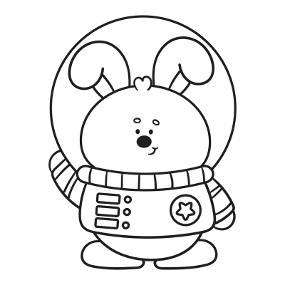 Astronaut bunny rabbit kawaii animal outline for coloring-01