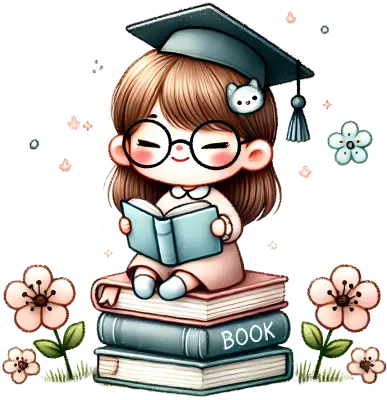 Girl With stack of books