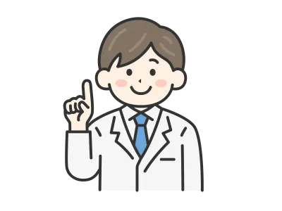 提案する白衣を着た男性医師のイラスト
