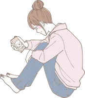 ペットロスになっている女性のイラスト
