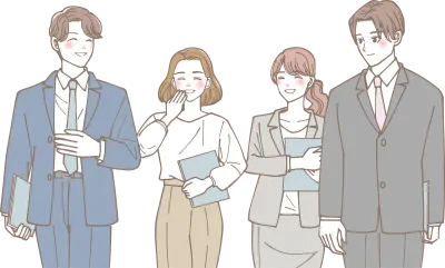 談笑しながら歩いている会社員たち
