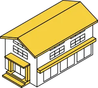 Isometric illustration of a gymnasium, auditorium, store, public building, etc with simple line draw