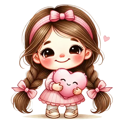 little cute girl in pink with heart
