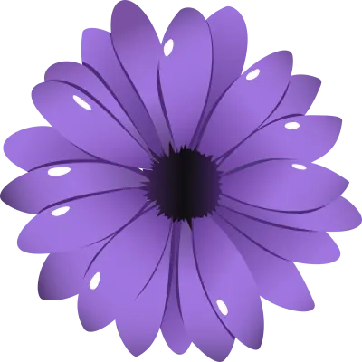 Purple Aster Floral Element in Flat Simple Design