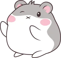 Cute Grey Hamster Mice Mouse Animal Character with Happy Expression