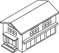 Isometric illustration of a gymnasium, auditorium, store, public building, etc with simple line draw