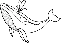 W_Line, W_Whale, Line Drawing, Black White, Colouring