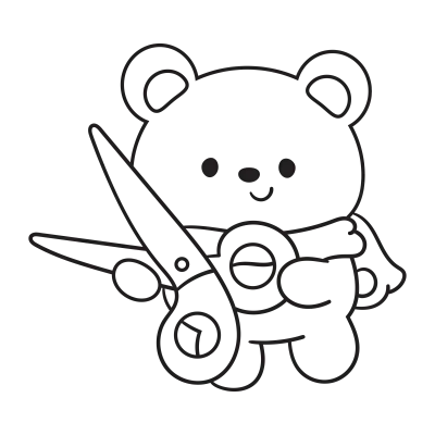 polar bear Outline holding scissors Back to School kawaii coloring school supplies