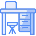 Desk  Line Filled Blue Icon