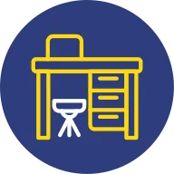 Desk Dual Line Circle Icon