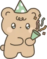곰 폭죽을 터트리며 축하하는 모습