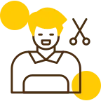 Hairdresser Yellow Lieanr Circle Icon