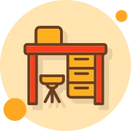 Desk Filled Shadow Cirlce Icon