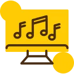 Music Yellow Lieanr Circle Icon