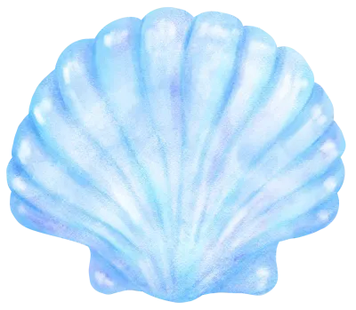 Pastel Blue Clam Sea Shell Watercolor Seashell