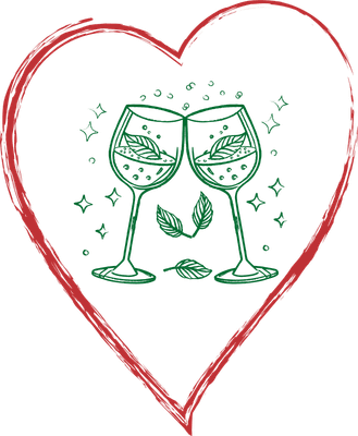 Romantic Hand Drawn Cocktail Glasses Collection, Cheers and Love Concept.