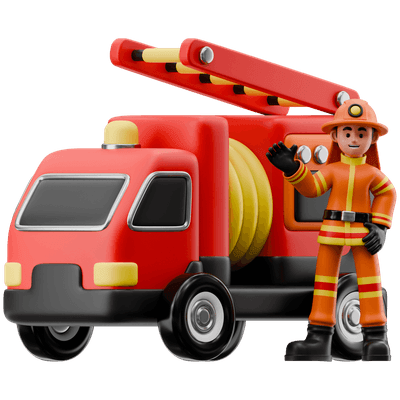 Firefighter with Fire Engine