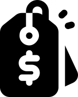 price tag glyph icon. Strong and solid icon for websites and mobile apps.