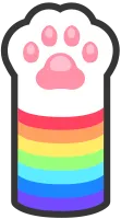 rainbow cat paw with pink paw pads