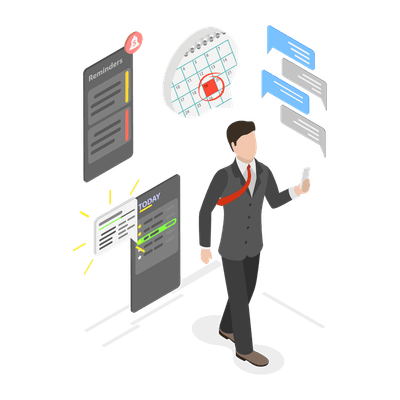 3D Isometric Flat  Illustration of Daily Tasks, Reminder in Calendar