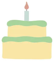 귀여운 파스텔 톤 장식 일러스트 생일 케이크