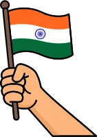 Hand holding the India flag