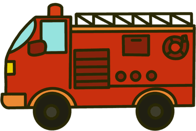 Fire Truck Cartoon style flat design illlustration for education icon