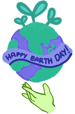 Hands Holding Earth with Heart Earth Day Illustration