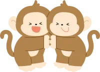 서로 껴안고 있는 원숭이 캐릭터들