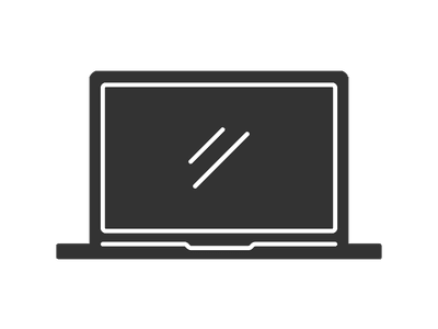 ノートパソコンのシルエットのイラスト