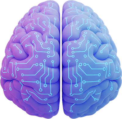 Digital brain with glowing circuit lines
