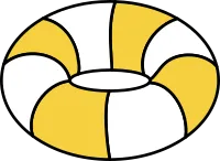 Isometric line art illustration of a swimming float ring for summer, simple beach icon design