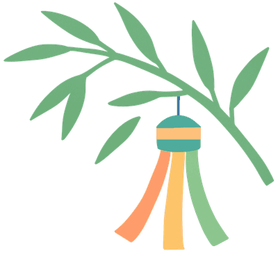 Tanzaku with bamboo grass