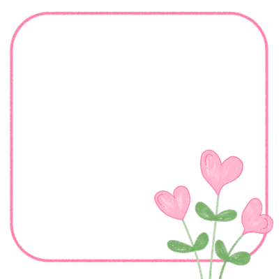 Minimal Square Frame with Pink Heart Flowers