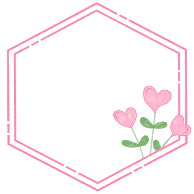 Hexagon Frame with Pink Heart Flowers