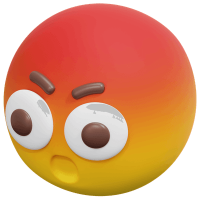 3D Shocked Angry Face Emoji Icon