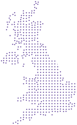 United Kingdom map dotted pattern design purple circle