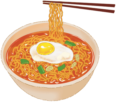 라면 분식 손그림 일러스트