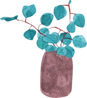 Watercolor Potted Eucalyptus Plant