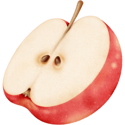 Half of red apple hand drawn illustration