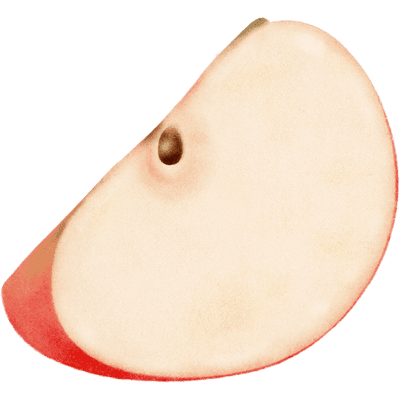 Slice of Red Apple hand drawn illustration
