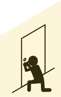 Suspicious person picking the front door key in the dark, Crime Prevention and Home Security Isometr