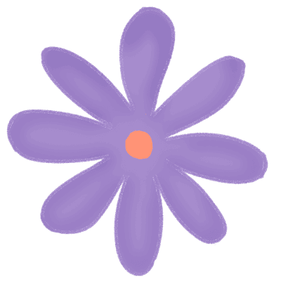 A bold hand-drawn purple flower, suitable for modern floral graphics, children's book illustrations