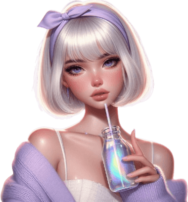 보라색으로 코디한 소녀
