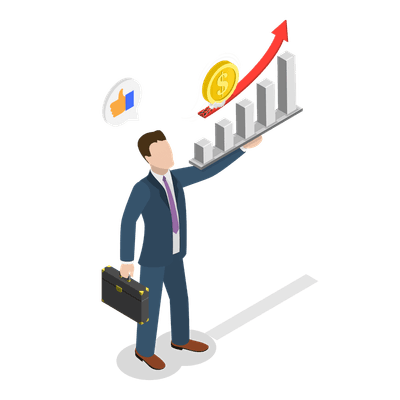 3D Isometric Flat  Illustration of Investment Profit Growth, Financial Advisor, Increasing Wealth an
