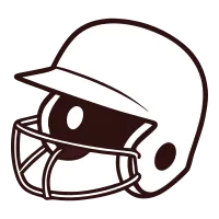 Minimalist graphic showcases a sporting helmet design ideal for baseball or softball protective gear