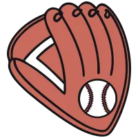 Baseball glove holding a baseball sports equipment with a cartoon style design