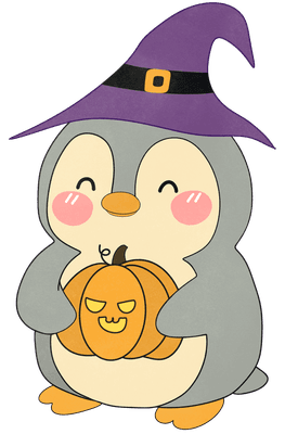 cute penguin in halloween