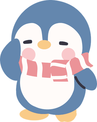 Cartoon Penguin Wearing Scarf Illustration